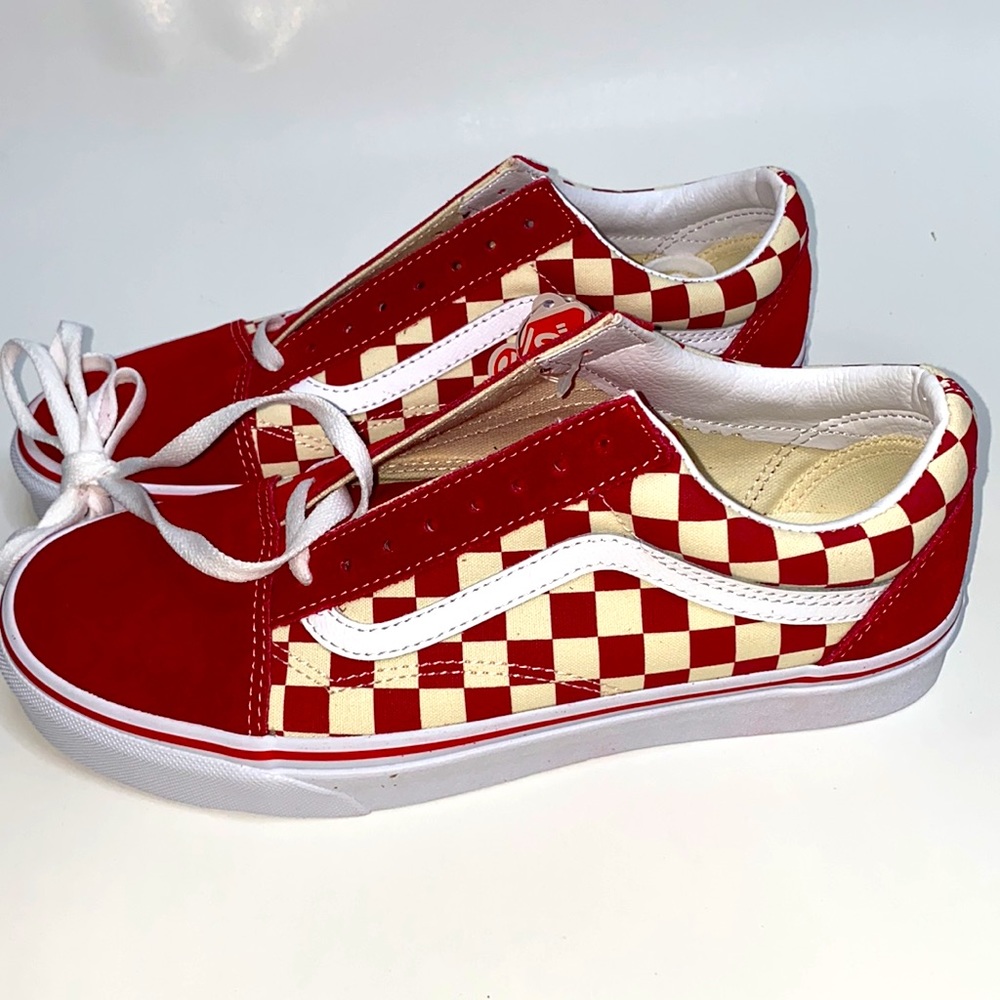 Vans Old Skool Primary Check Sneakers In Red